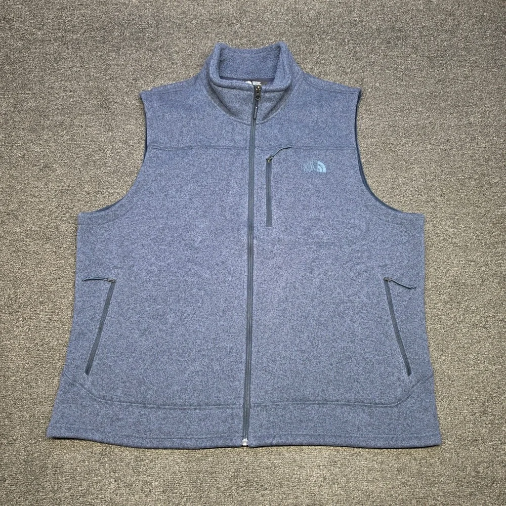 The North Face Gordon Lyons Vest Blue Mens XXL Fleece Sweater Knit Outdoors Hike